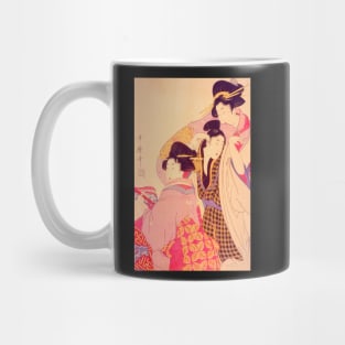 "Two Geishas and a Tipsy Client" by Kitagawa Utamaro (1805) TECHNICOLOR REMASTERED Mug